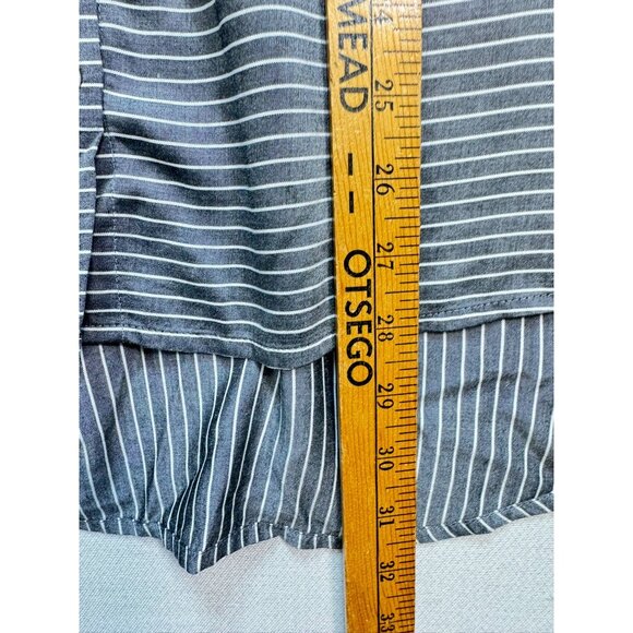 J. Jill Women's Rayon Button Down Shirt Stripe Size L White Gray Long Sleeve - Picture 8 of 13